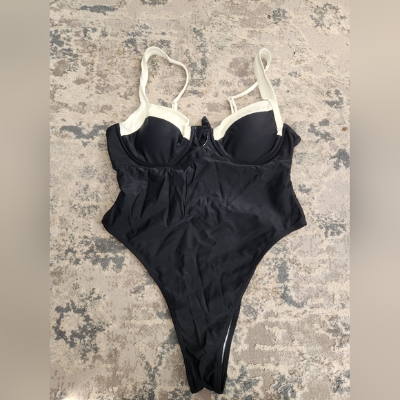 Shein | Black & White One Piece Swimsuit - Picture 2 of 4